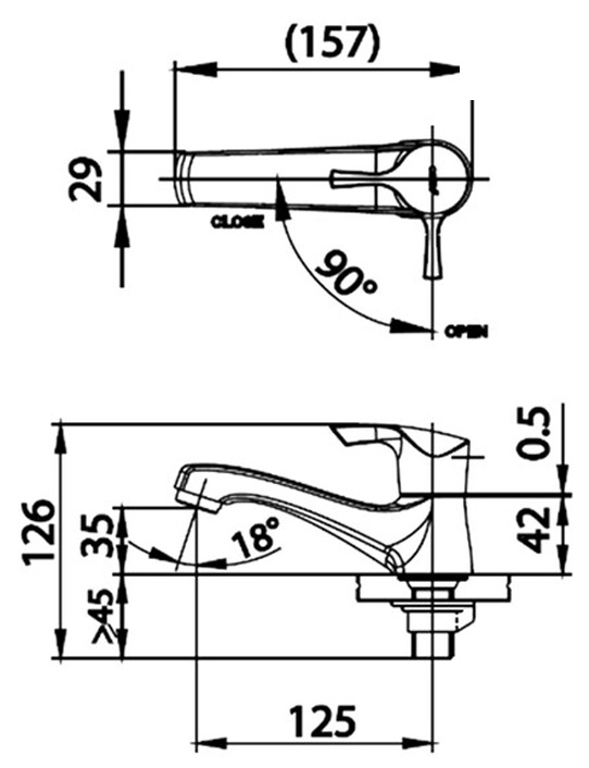 Bản vẽ kích thước vòi lavabo CT1207(HM) Cotto 