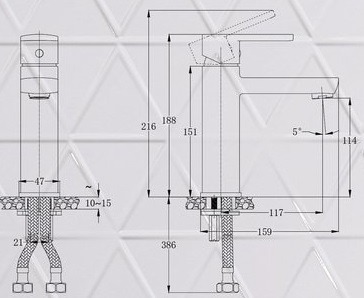 Bản vẽ kích thước vòi chậu rửa mặt Caesar B550CU