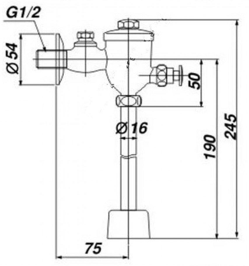 Bản vẽ kỹ thuật van nhấn tiểu Inax UF 7V