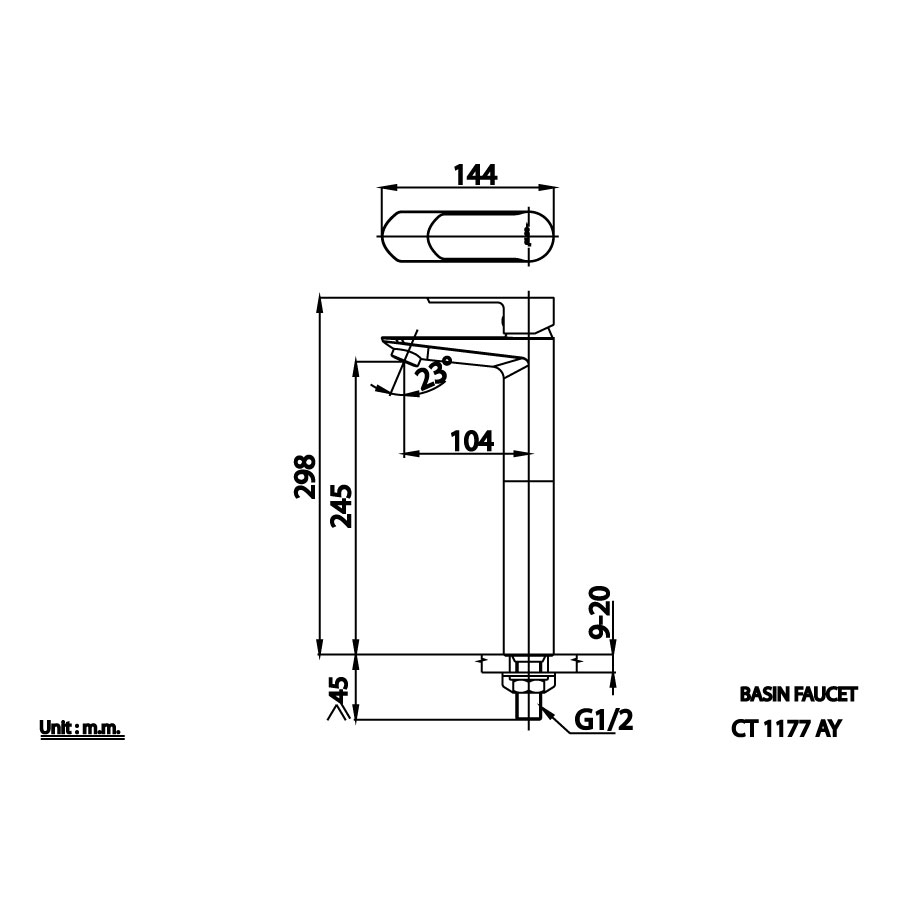 kích thước vòi lạnh Cotto CT1177AY