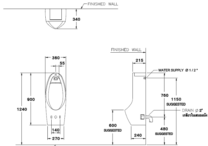 kỹ thuật bồn tiểu nam cảm ứng C31237DC Cotto 