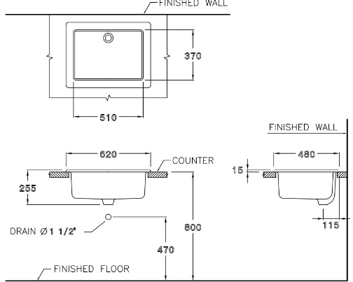 kỹ thuật chậu dịch vụ C5241 Đặt Bàn Cotto