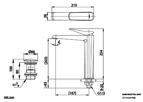 kỹ thuật Vòi lavabo Cotto CT1242AY-BL