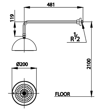 kích thước bát sen âm tường màu đen Cotto Z002-BL