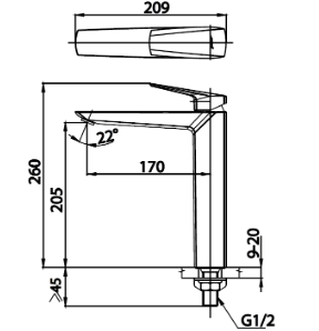 kích thước vòi lavabo CT1236AY Cotto