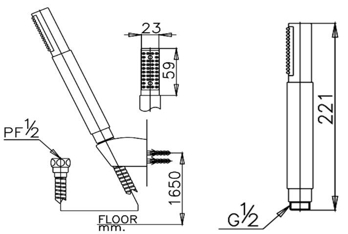 kích thước Tay Sen 1 Chức Năng COTTO S45(HM)