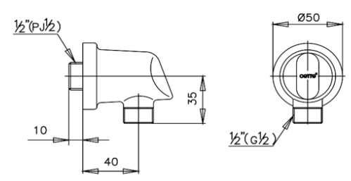 kích thước cút nối tường Cotto CT600(HM)