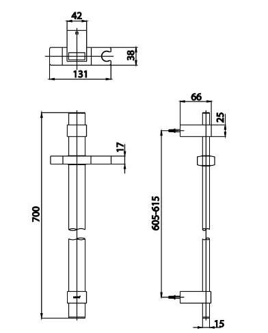 kích thước thanh trượt sen CT0136-BL Cotto