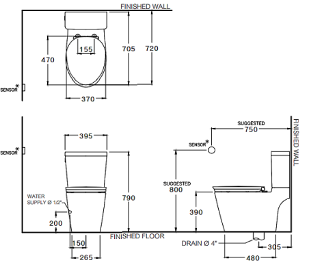 kích thước bồn cầu C167517 Cotto 2 khối