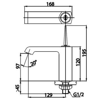 kích thước vòi lavabo CT1181J Cotto