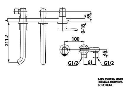 kỹ thuật vòi lavabo gắn tường Cotto CT2184A