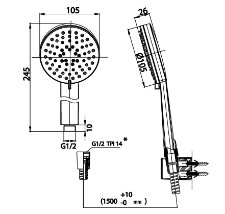 Tay Sen 3 Chức Năng COTTO ZH019-BL(HM) Màu Đen