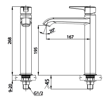 kích thước vòi lạnh Cotto CT1232AY