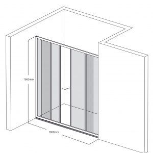 kích thước vách kính phòng tắm Fendi FKP-3X4 1 vách