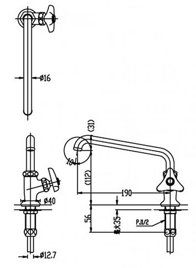 Bản vẽ kỹ thuật vòi gắn tường INAX LF-14-13