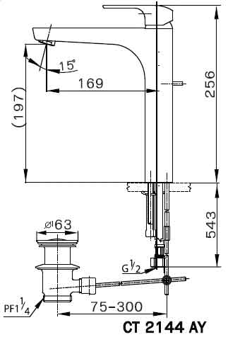 Bản vẽ kỹ thuật Vòi lavabo CT2144AY