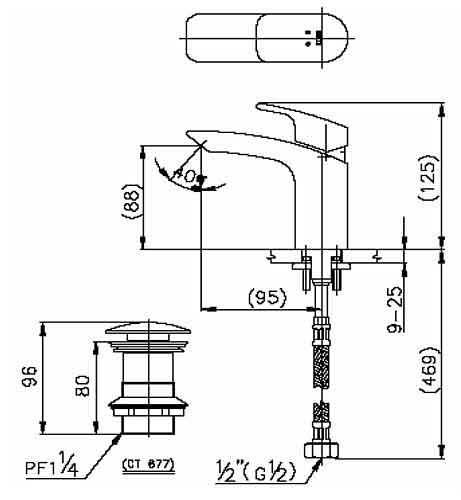 Bản vẽ kỹ thuật Vòi lavabo Cotto CT2031A