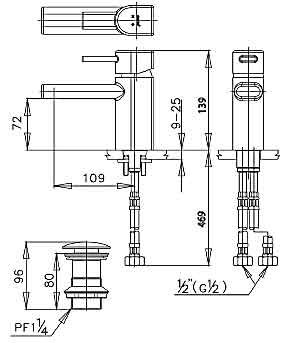 Bản vẽ kỹ thuật Vòi lavabo Cotto CT2043A