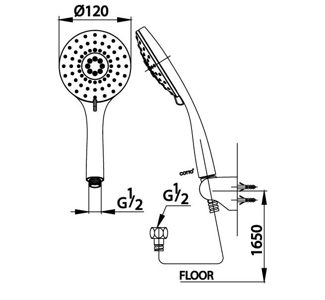 Bản vẽ kĩ thuật tay sen ZH012(HM)  Cotto