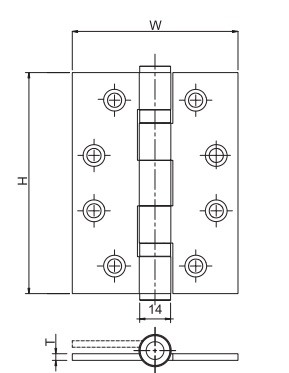 Bảng vẽ kỹ thuật bản lề lá cửa Yale Y2BB306US32D