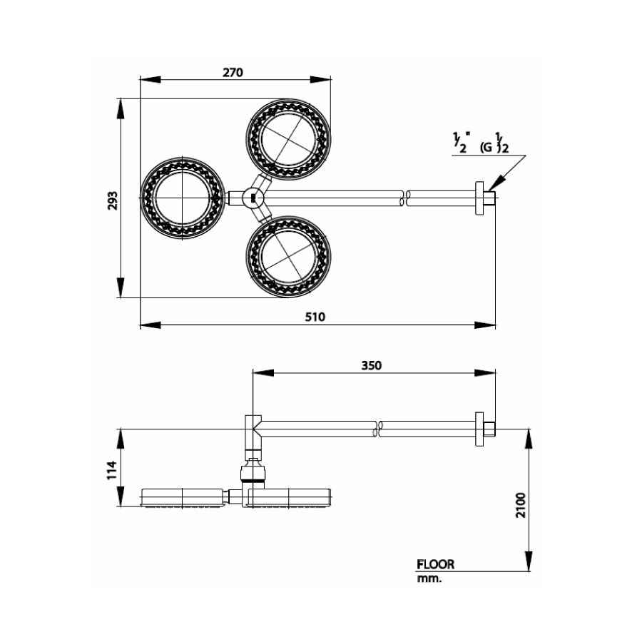 Bản vẽ kích thước bát sen âm trần Z73C Cotto