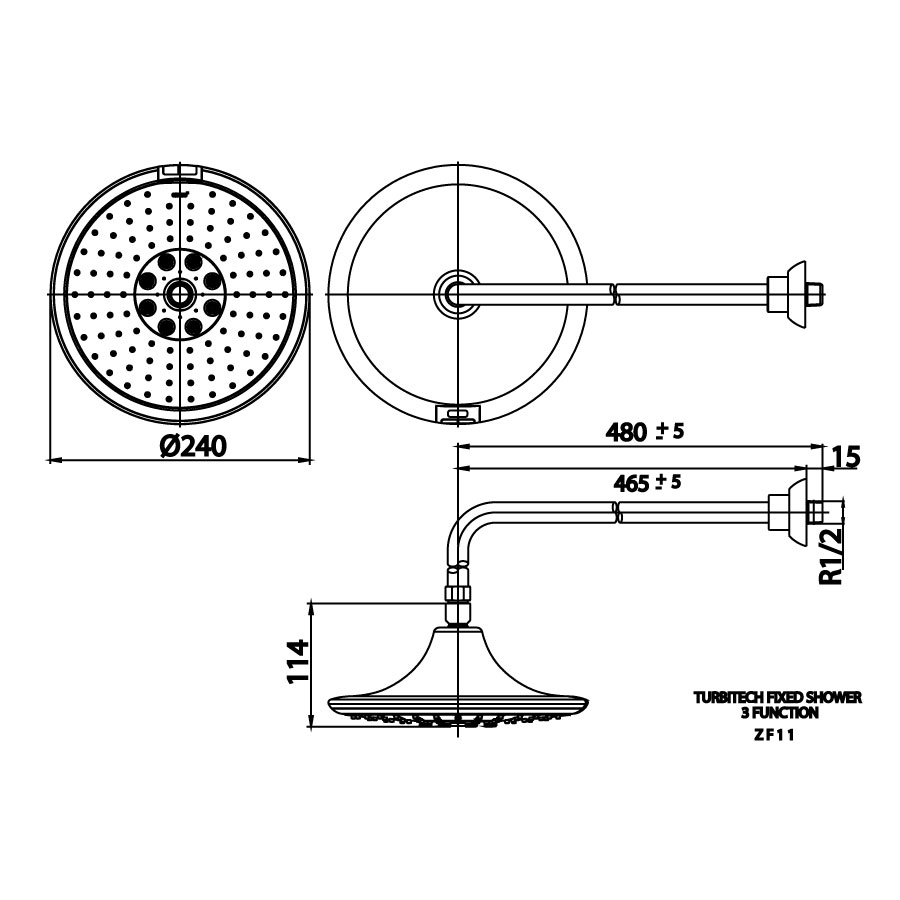 Bản vẽ kích thước bát sen gắn tường ZF11 Cotto