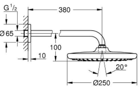 Bản vẽ kích thước bát sen tròn 26668000 Grohe