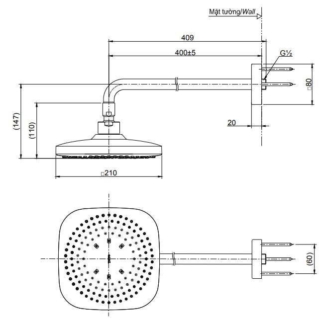 Bản vẽ bát sen tắm TBW02003A TOTO gắn tường