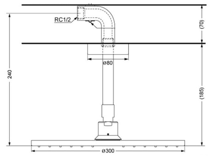 Bản vẽ bát sen tắm DBX113 1CA TOTO gắn trần