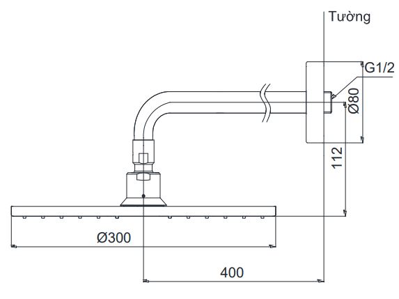 Bản vẽ bát sen tắm DBX113CA TOTO gắn tường