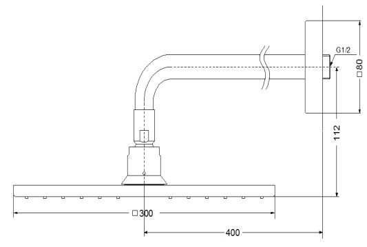 Bản vẽ bát sen tắm DBX114CAMR TOTO gắn tường