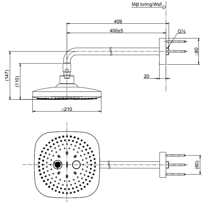 Bản vẽ bát sen tắm TBW02004A TOTO gắn tường