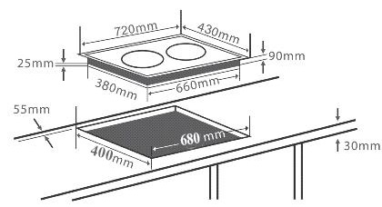 Bản vẽ kỹ thuật bếp Chefs EHDIH321 điện từ âm