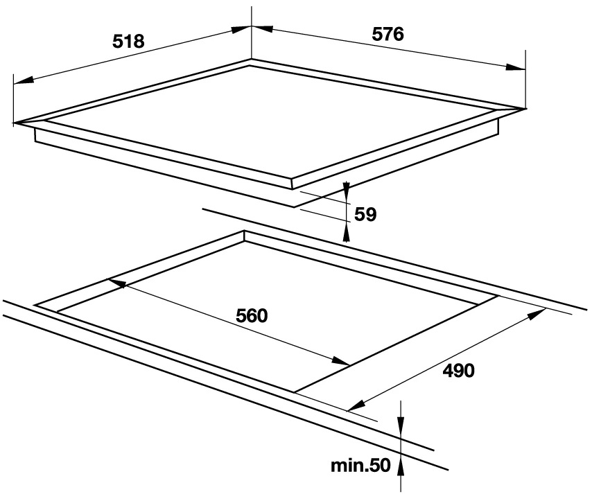 Bản vẽ bếp điện từ 535.02.040 HC-I604D Hafele 4 vùng nấu