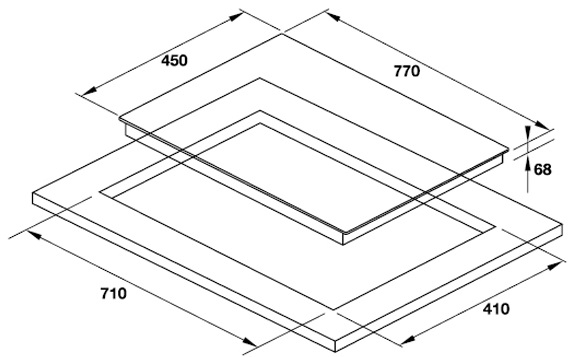 Bản vẽ bếp điện từ Hafele HCI773D 3 vùng nấu