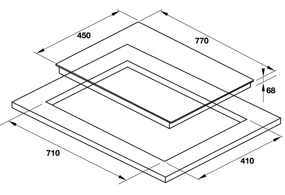 Bản vẽ bếp từ kết hợp điện HC-M772D 536.61.695 Hafele 2 vùng nấu