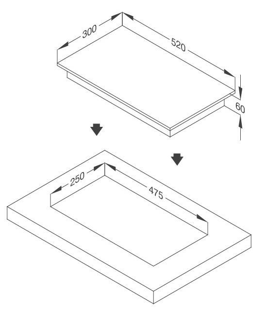 Bản vẽ kỹ thuật bếp Domino Malloca MDH02I điện từ