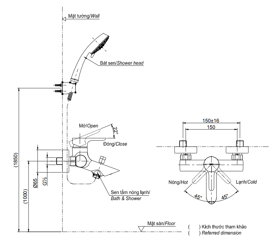 Bản vẽ bộ vòi sen TBS02302V+TBW01010A TOTO