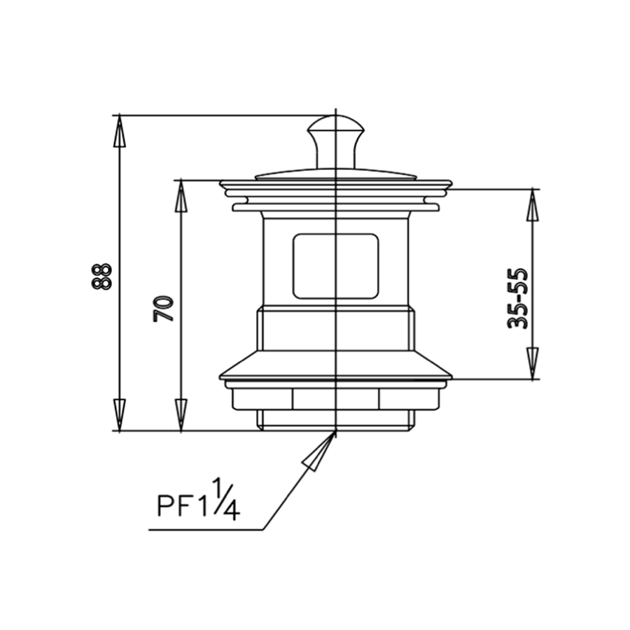 Bản vẽ chặn nước xả nhấn lavabo Cotto CT673 HM