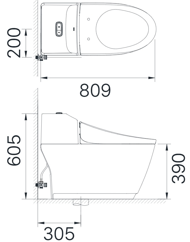 Bản vẽ bệt inax 1032 nắp điện tử CW-KA22