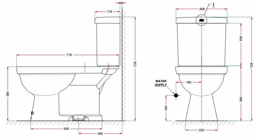 Bản vẽ bồn cầu American VF-2013 2 khối