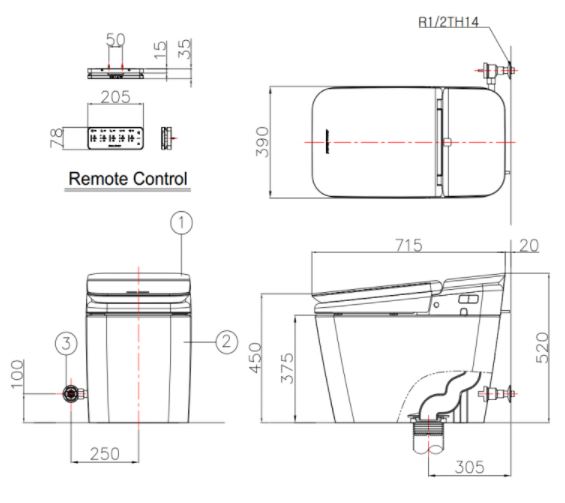 Bản vẽ bệt American KP8310 thông minh