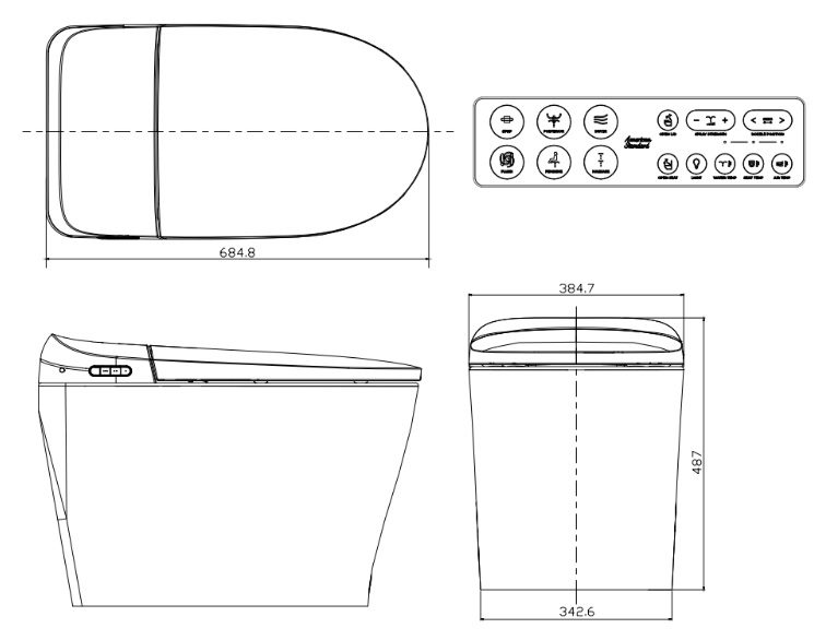 Bản vẽ kích thước bồn cầu CEAS70DY-1000400V0 American Standard