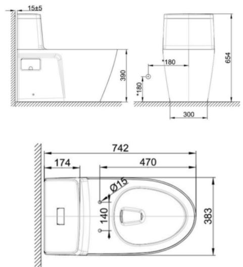 Bản vẽ bồn cầu điện tử American VF-1808TPR