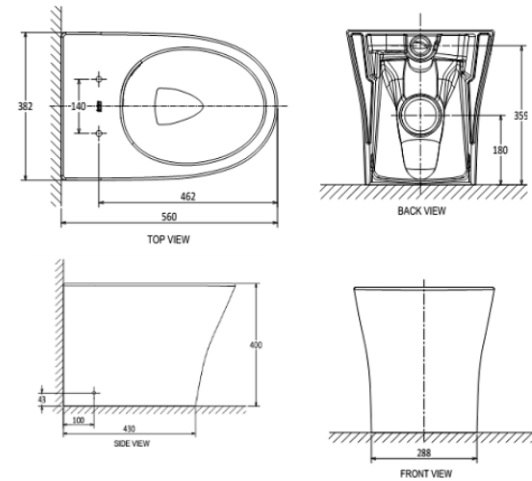 Bản vẽ bàn cầu American Standard VF-2141S thoát sàn