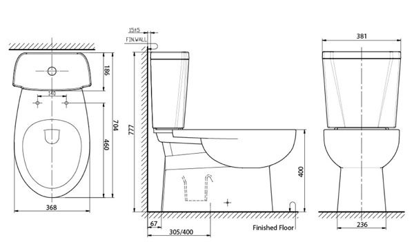 Bản vẽ kích thước bồn cầu American VF2797 2 khối