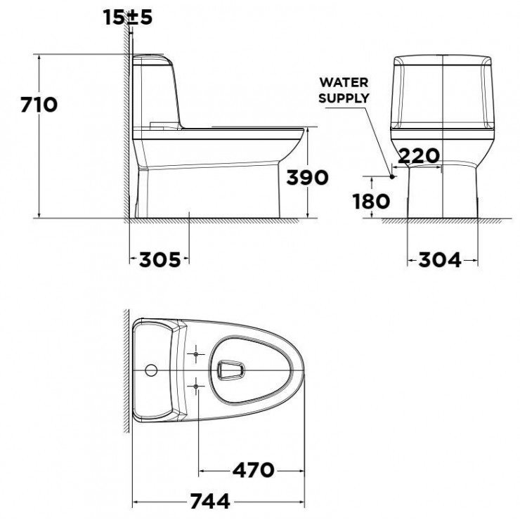 Bản vẽ bồn cầu điện tử American WP_1830PL