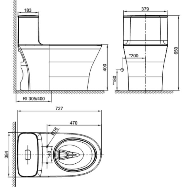 Bản vẽ kỹ thuật bàn cầu WP-1880 American 1 khối