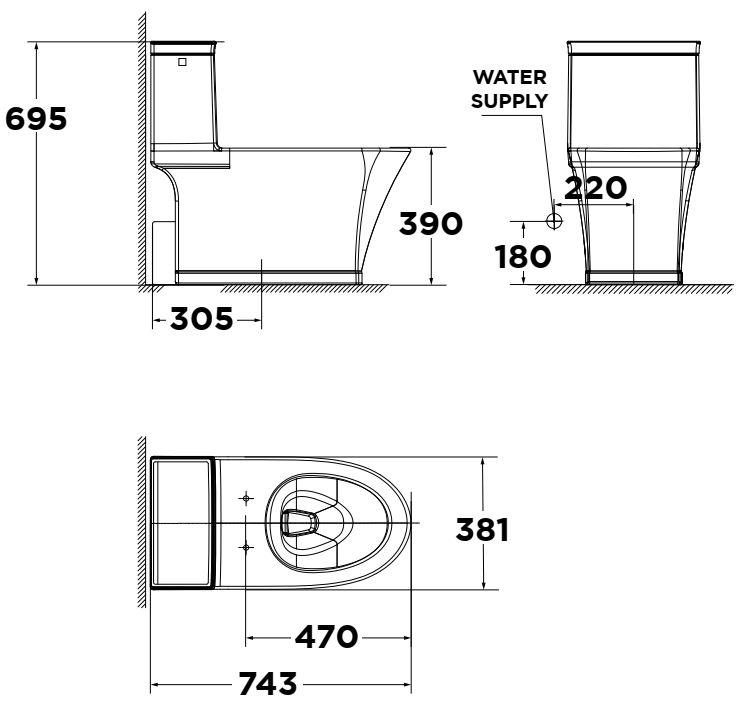 Bản vẽ bàn cầu điện tử American WP-2025 PR