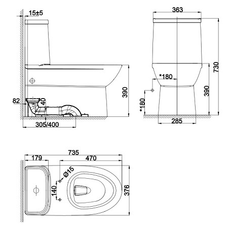 Bản vẽ bồn cầu WP-2073 American Standart